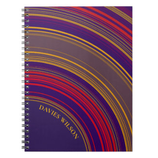 Caderno Espiral Chic purple geometric pattern custom name