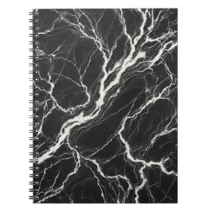Caderno Espiral Chic Visual de Mármore Preto e Branco Glamour