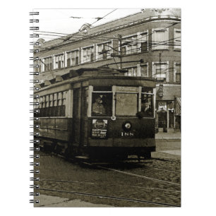CADERNO ESPIRAL CHICAGO 63ª E OCIDENTAL 1952 TROLLEY ART SEPIA