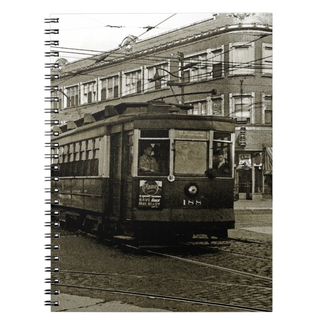 CADERNO ESPIRAL CHICAGO 63ª E OCIDENTAL 1952 TROLLEY ART SEPIA (Frente)