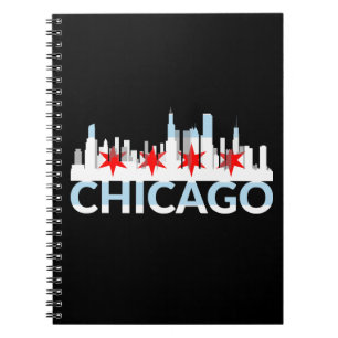 Caderno Espiral Chicago Illinois Silhouette 4 Stars Viagens vintag