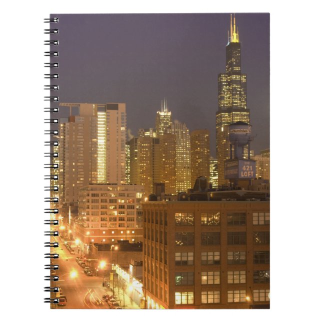 Caderno Espiral Chicago, Illinois, Skyline de West Loop em (Frente)