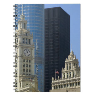 Caderno Espiral Chicago, Wrigley Building com Trump Hotel &