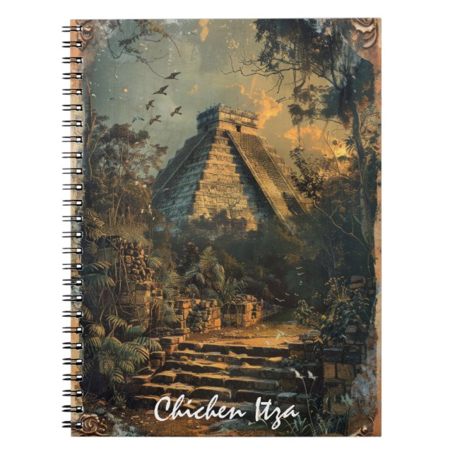 Caderno Espiral Chichen Itza Mexico Viagens vintage (Frente)