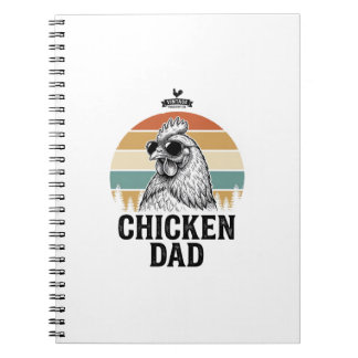 Caderno Espiral Chicken Dad Vintage Sunset Funny Chicken Lover Shi