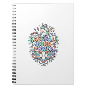 Caderno Espiral Chifre de Beisebol Unicórnio Poder Kawaii Design V