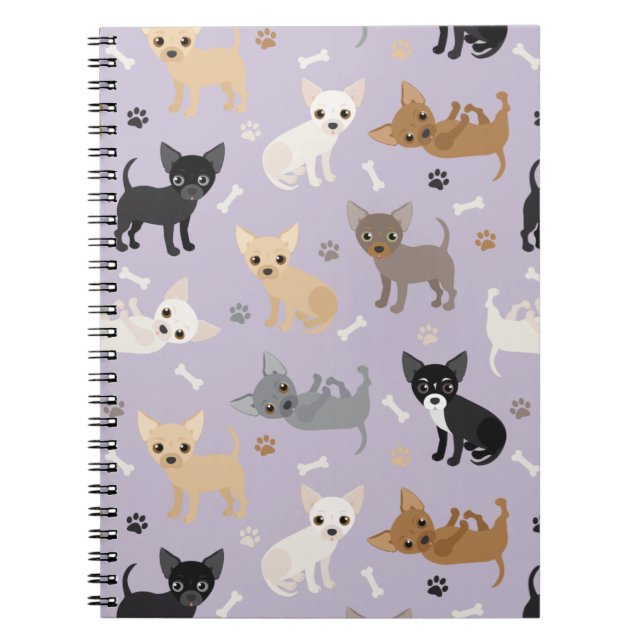 Caderno Espiral Chihuahua Bones e patas roxas (Frente)