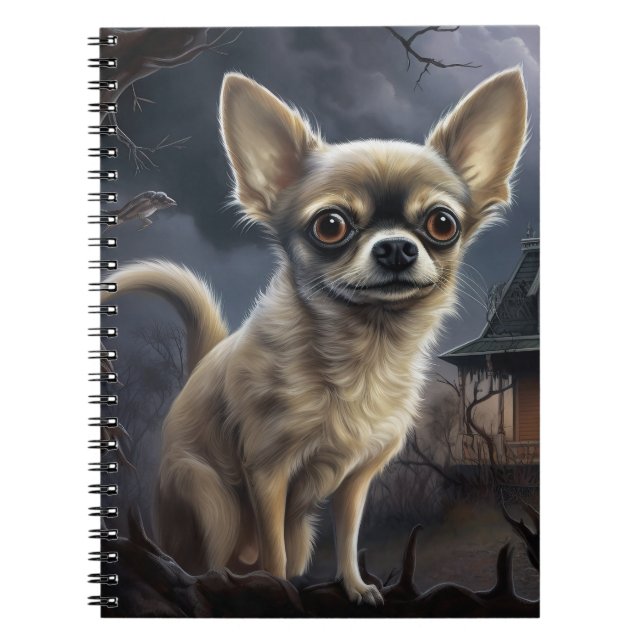 Caderno Espiral chihuahua Halloween Scary (Frente)