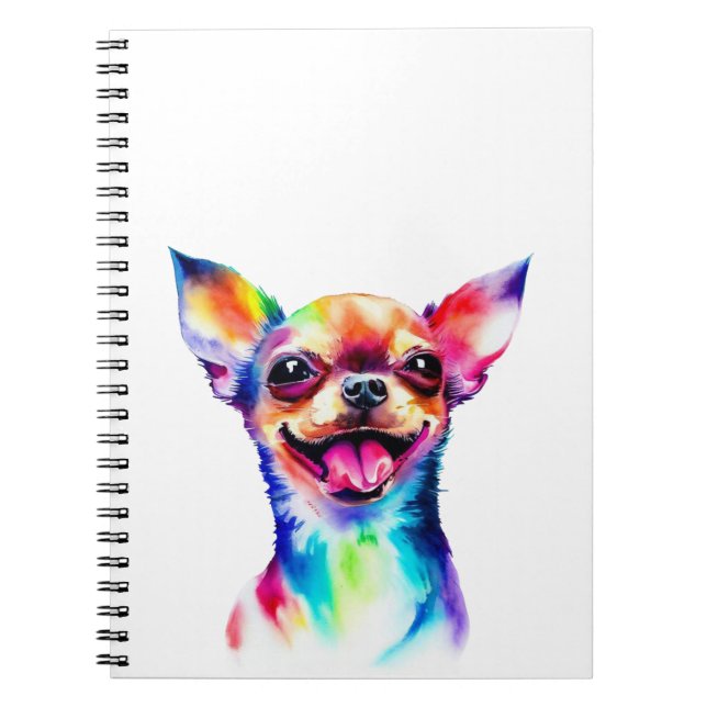 Caderno Espiral Chihuahua Lover | Arte colorida Chihuahua (Frente)