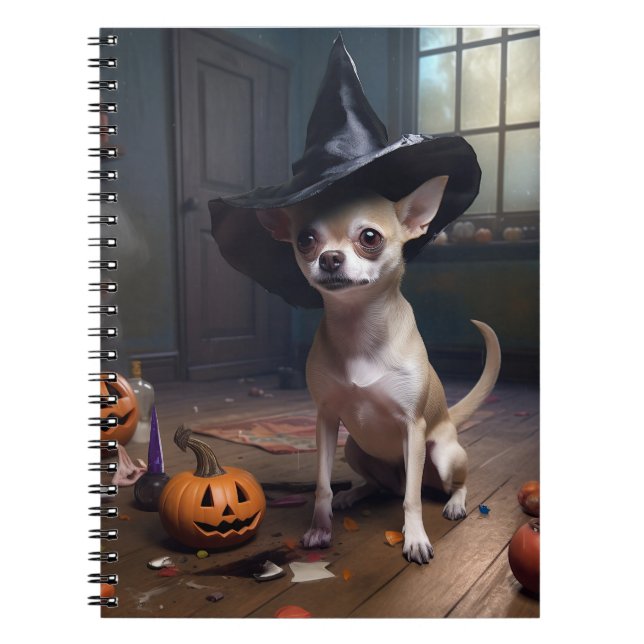 Caderno Espiral Chihuahua Pumpkins Halloween Scary (Frente)