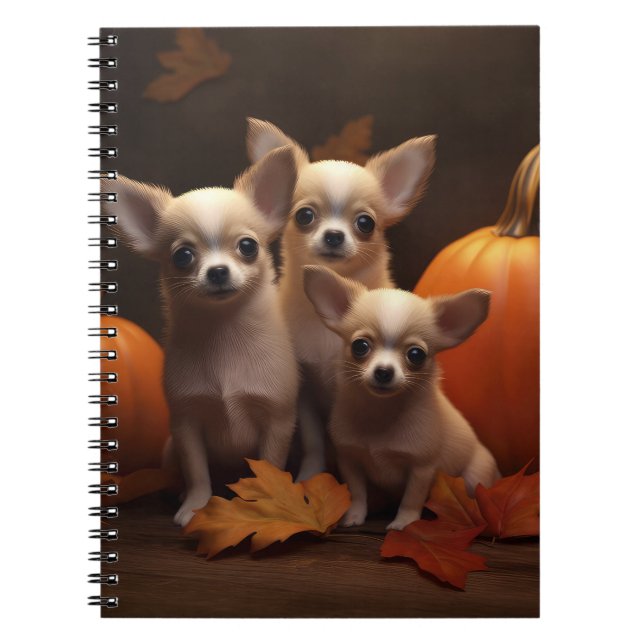 Caderno Espiral Chihuahua Puppy Autumn Delight Pumpkin (Frente)