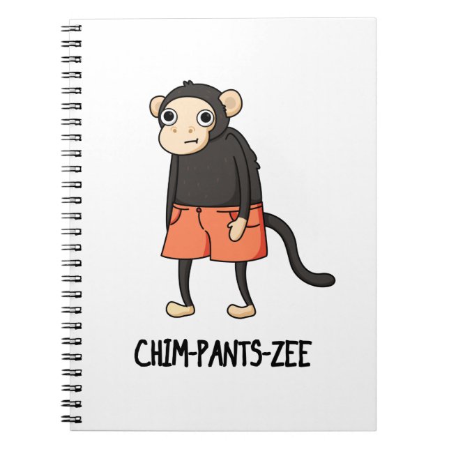 Caderno Espiral Chim-Pants-Zee Chimpanzé Engraçado Macaco Trocadil (Frente)