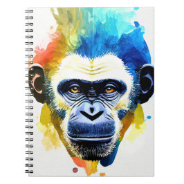Caderno Espiral Chimpanzé Ape Natureza Selvagem Dor De Cor Animal