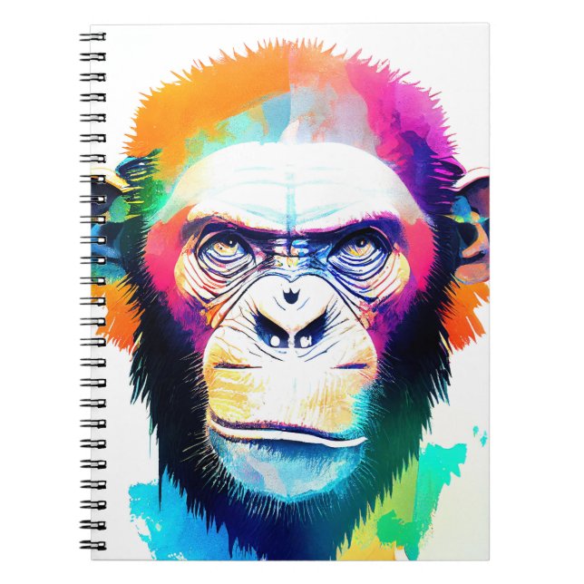 Caderno Espiral Chimpanzé Ape Natureza Selvagem Dor De Cor Animal (Frente)