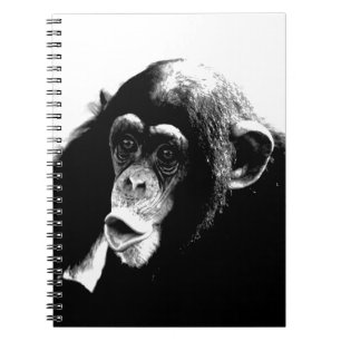 Caderno Espiral Chimpanzé Preto Branco