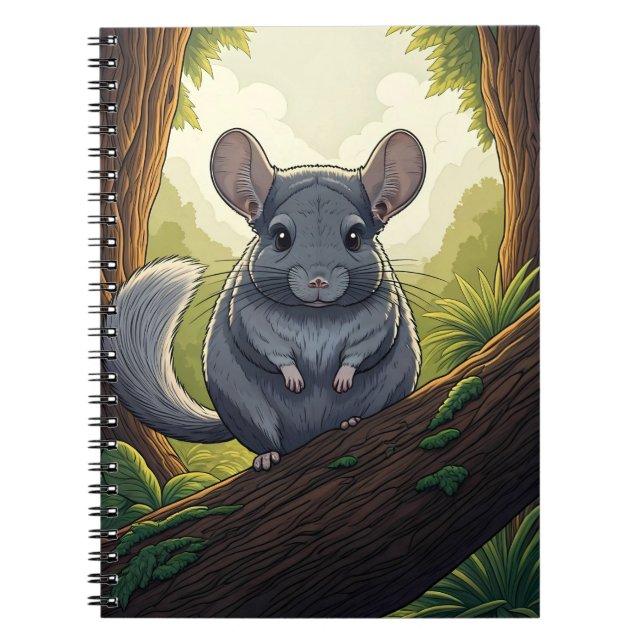 Caderno Espiral Chinchila na Floresta (Frente)