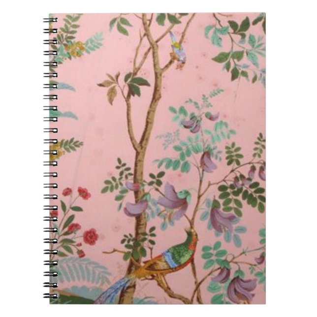 Caderno Espiral Chinoiserie Rosa (Frente)
