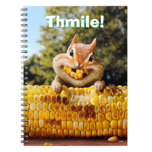 Caderno Espiral Chipmunk Eating Corn