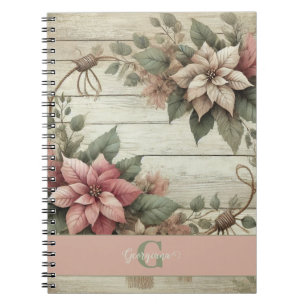 Caderno Espiral Chique de nome personalizado Pastel Poinsettias Ga