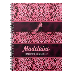 Caderno Espiral Chita Rosa para o Escritor com Nome