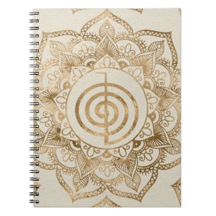 Caderno Espiral Cho Ku Rei - Ouro pastel lótus mandala