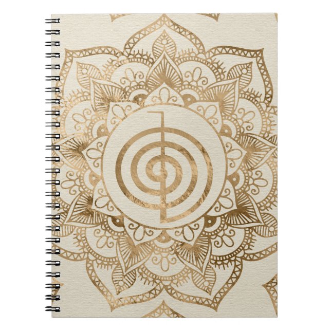 Caderno Espiral Cho Ku Rei - Ouro pastel lótus mandala (Frente)