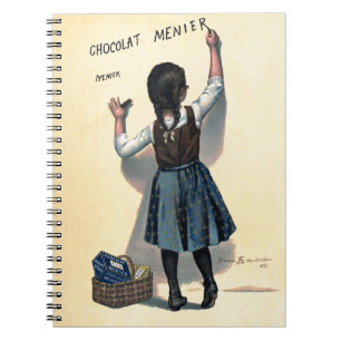 Caderno Espiral Chocolat Menier Menina Escrevendo na Parede 