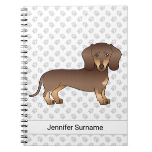 Caderno Espiral Chocolate E Tan De Cabelo Curto Dachshund E Texto