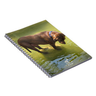 Caderno Espiral Chocolate Lab Mistura Cachorro Procurando Peixe