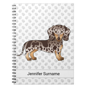 Caderno Espiral Chocolate & Tan Dapple Short Hair Dachshund & Name