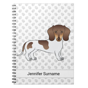 Caderno Espiral Chocolate & Tan Pied Cabelo Curto Dachshund & Text