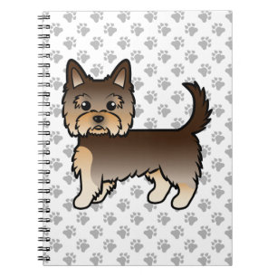 Caderno Espiral Chocolate Yorkshire Terrier Cartoon Dog & Paws