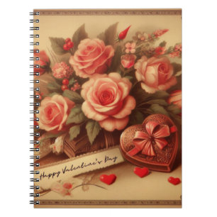 Caderno Espiral Chocolates e flores do Dia de os namorados de vind