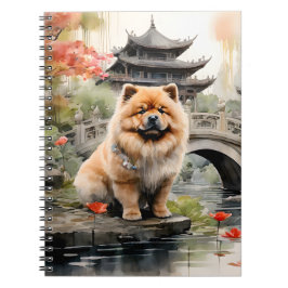 Caderno Espiral Chow Chow Explorando um Jardim Chinês