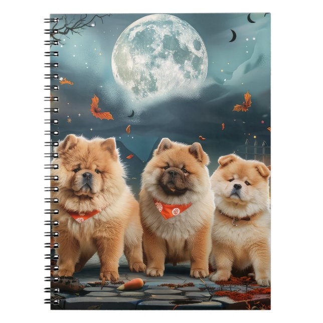 Caderno Espiral Chow Chow Halloween Spooky (Frente)