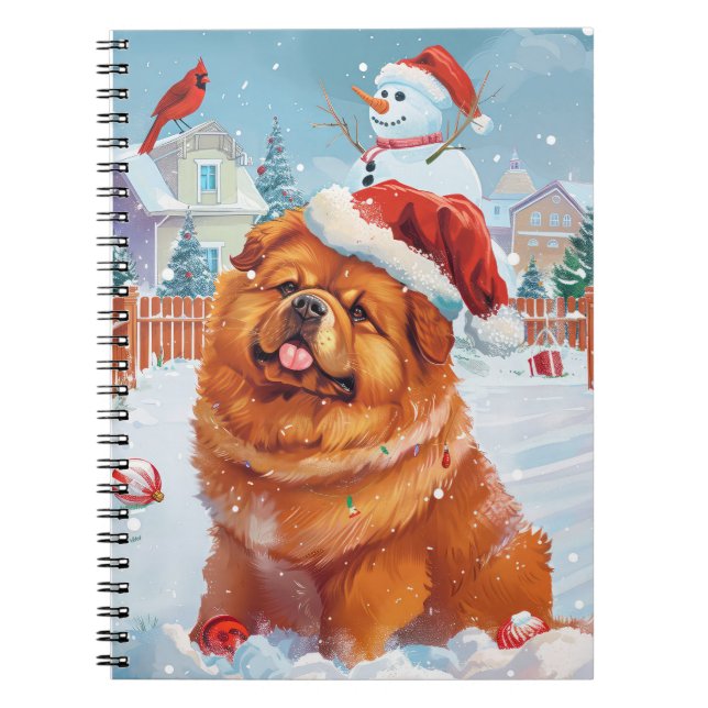 Caderno Espiral Chow Chow Winter Wonderland Natal Joy (Frente)