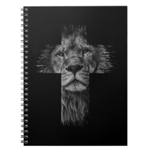 Caderno Espiral Christian Jesus Leão da Tribo Judah Cross Presente