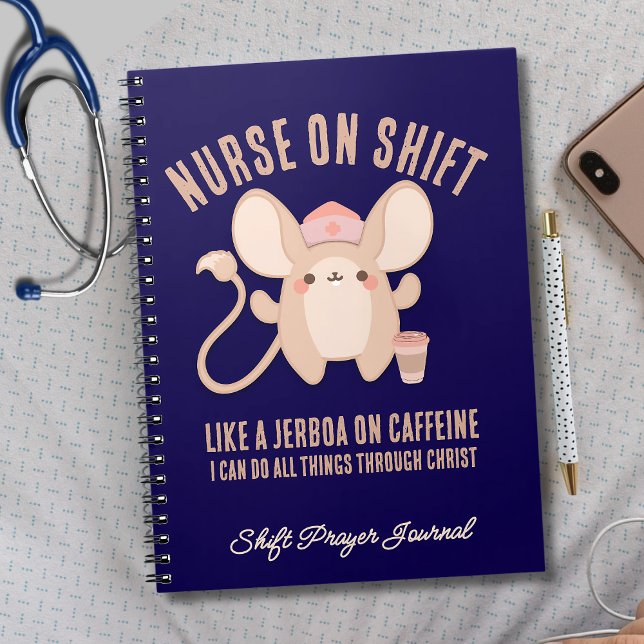 Caderno Espiral Christian NURSE EM SHIFT Jerboa Café Night Shift (Cute JERBOA Prayer Journal for the busy nurse on shift who needs her caffeine. Great gift for nurses)