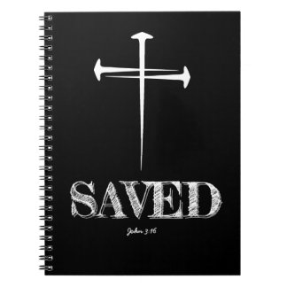 Caderno Espiral Christian SAVED com 3 cruzes de unhas