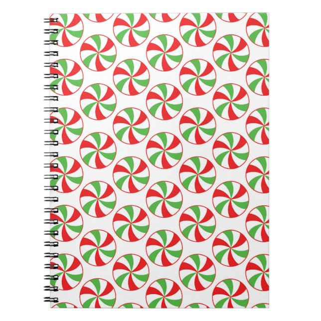 Caderno Espiral Christmas Candy Cane Print Cover Notebook Journal (Frente)