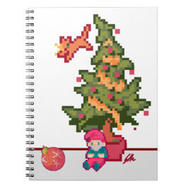 Caderno Espiral Christmas gnoom tree Pixelart, Pixel Art 