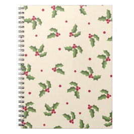 Caderno Espiral Christmas Holly Print Spiral Photo Notebook