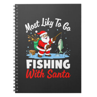 Caderno Espiral Christmas Merry Christmas For Gift Fishing Santa (