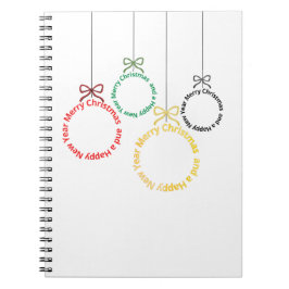 Caderno Espiral Christmas Ornaments Text Design