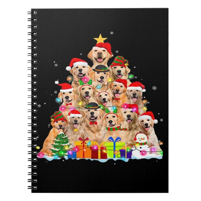 Caderno Espiral Christmas Pajama Golden Retriever Tree Xmas Gift D (Frente)