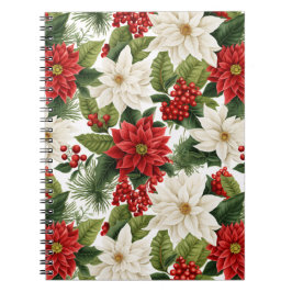 Caderno Espiral Christmas Poinsettia – Holiday Floral Design