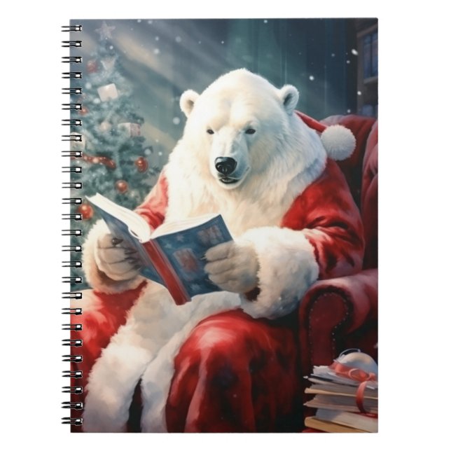 Caderno Espiral Christmas Polar Bear reading (Frente)