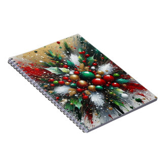 Caderno Espiral Christmas Splatter / White Bursts Spiral Notebook