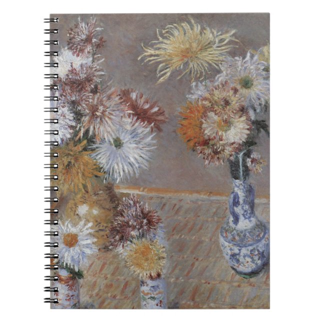 Caderno Espiral Chrysanthemums por Gustave Caillebotte (Frente)