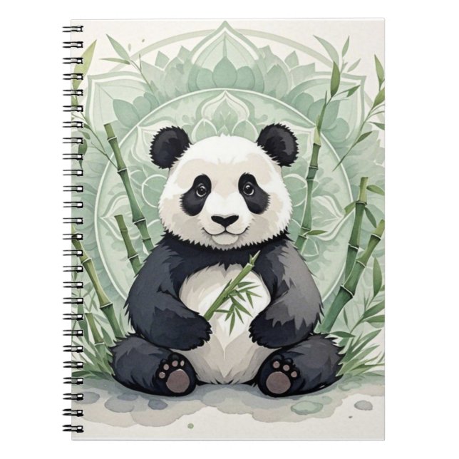 Caderno Espiral Chubby panda sentada em lótus (Frente)